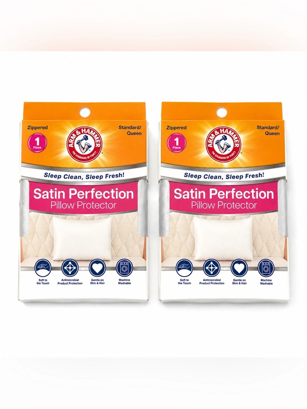 Arm & Hammer Satin Perfection Pillow Protectors Standard/Queen Zippered 2-Pack